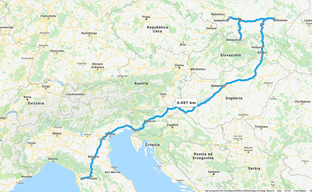 Itinerario viaggio Auschwitz in auto